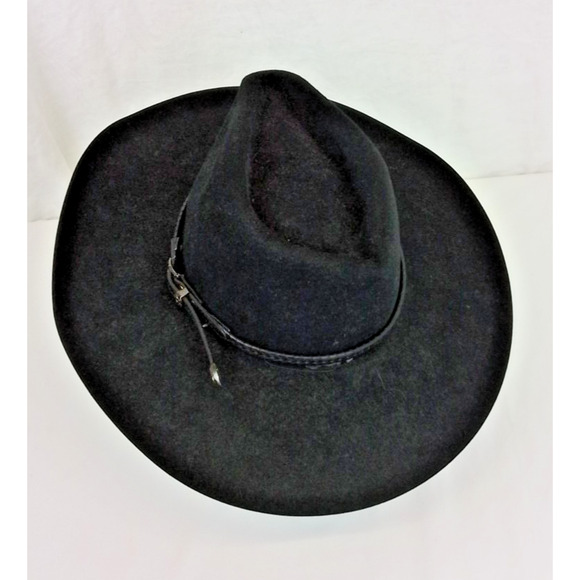 Stetson Wide Brim Hat Size 6 3/4 Black Felt Cowboy Hat Western #J4281 main image 8